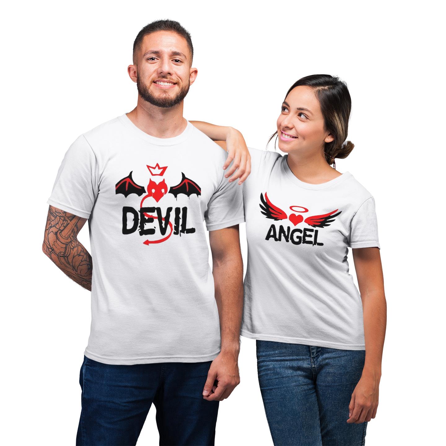 Devil And Angel Couple Matching Funny For His And Her Gift T-Shirt