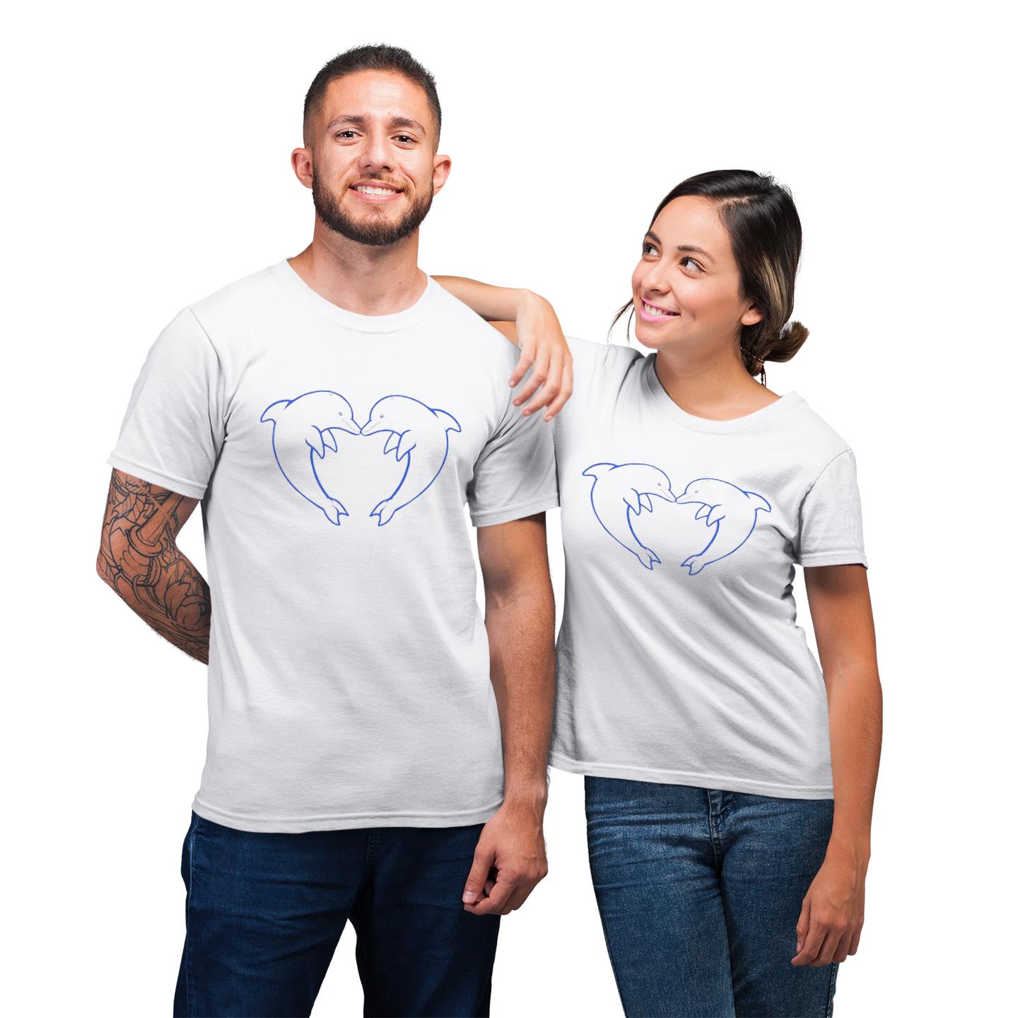 Dolphin Heart Lover Shirt For Couples Matching T-shirt
