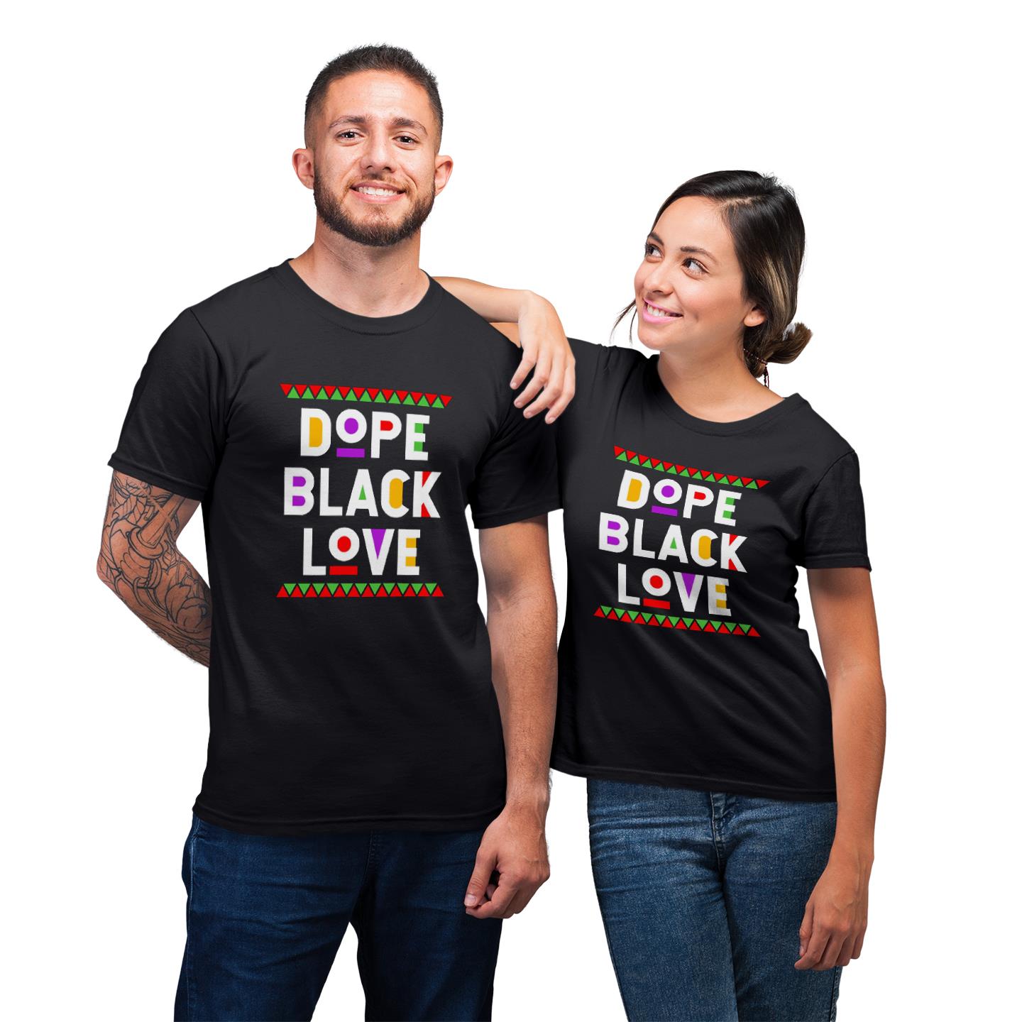 Dope Black Love Black Lives Matter Couple T-Shirt For Couple Lover Matching T-Shirt