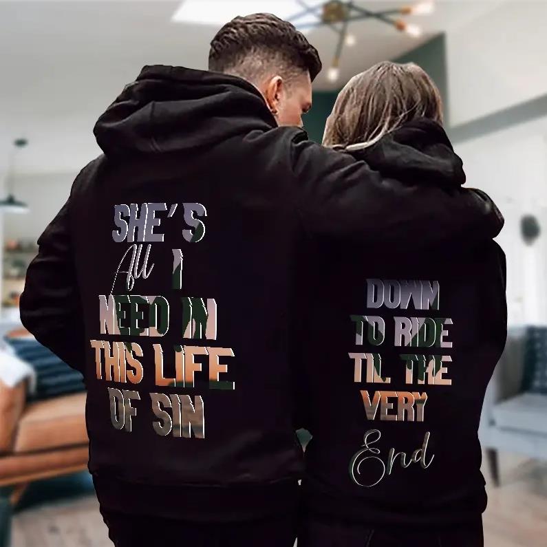 Down To Ride Til The Very End Hoodie Gifts For Couple Lover Matching