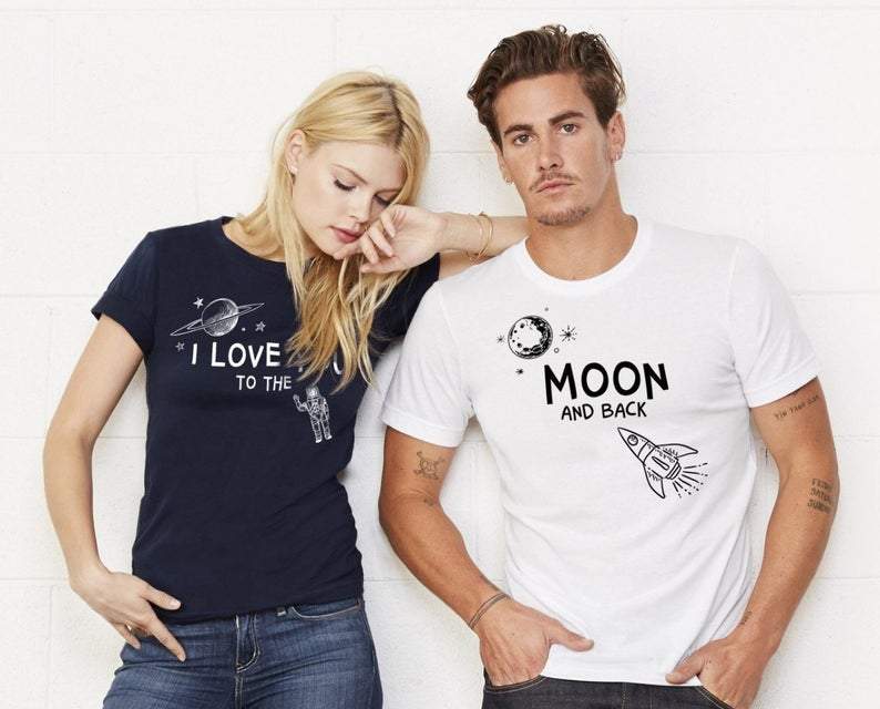 Explore The Moon For Couple Love Matching T-Shirt