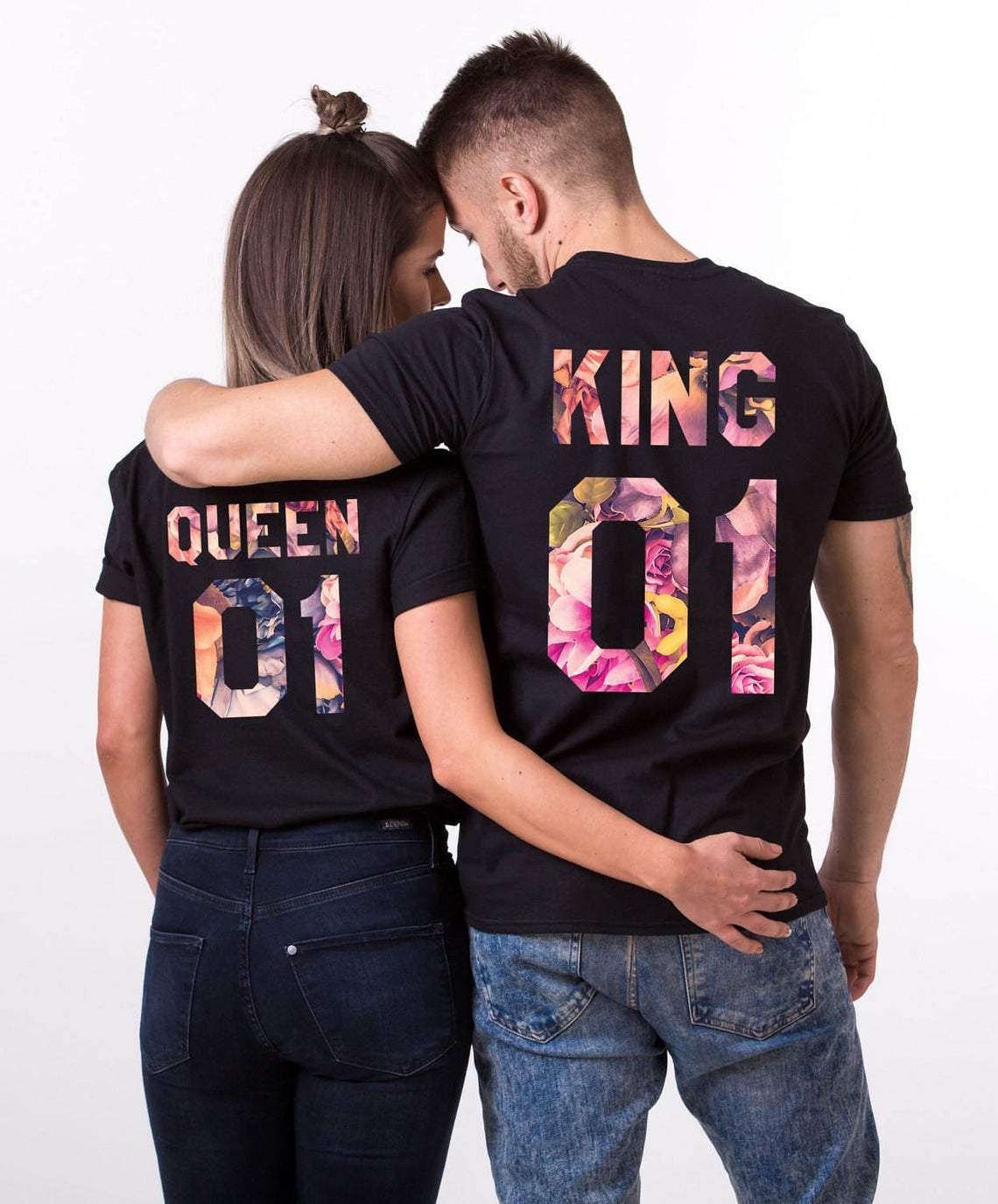 Floral King Queen His And Her Shirt For Couples Matching T-shirt