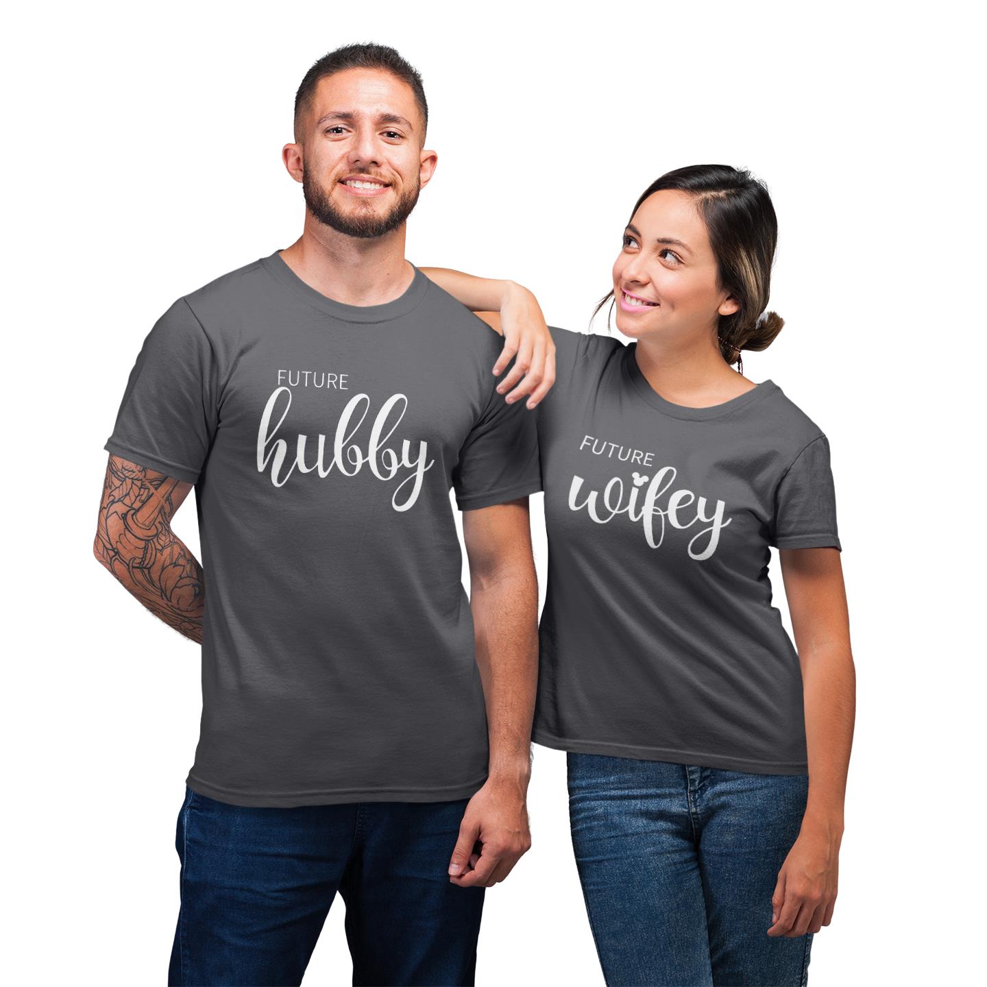Funny Matching Couple Future Hubby and Wifey Gift For Wedding Couple Husband Wife T-shirt