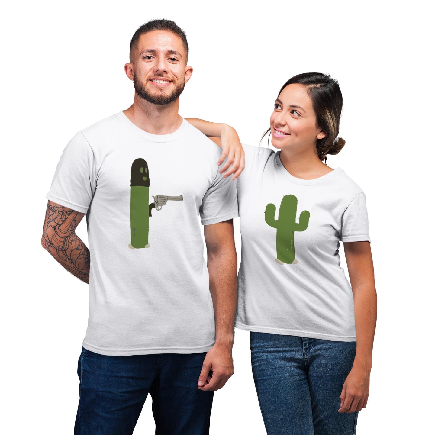 Funny Matching For Couple Cactus Robber Cactus Tee Hands Up His And Hers Gift T-Shirt