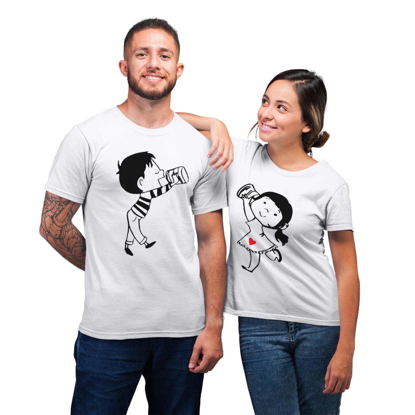Funny Matching For Couple With Cute Boy And Girl Gift T-Shirt