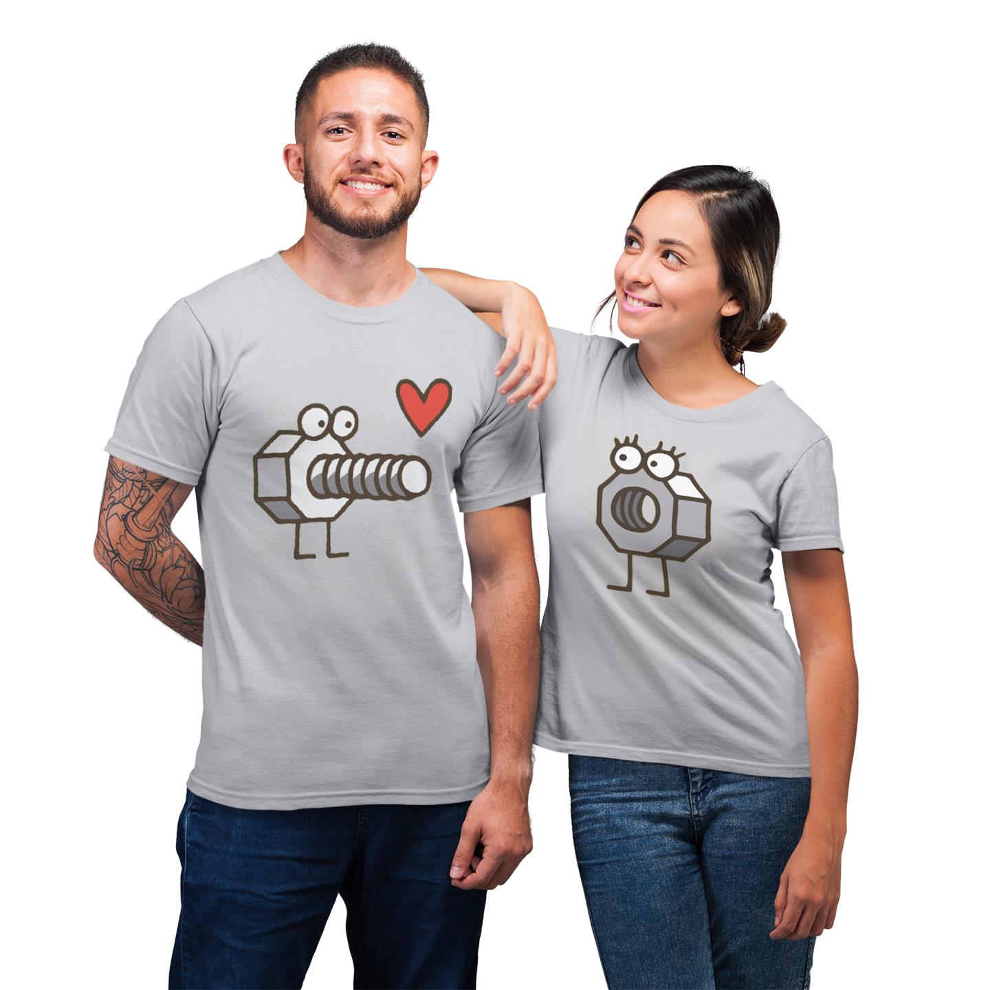 Funny Matching Nut and Bolt Couple His And Hers Gift T-Shirt
