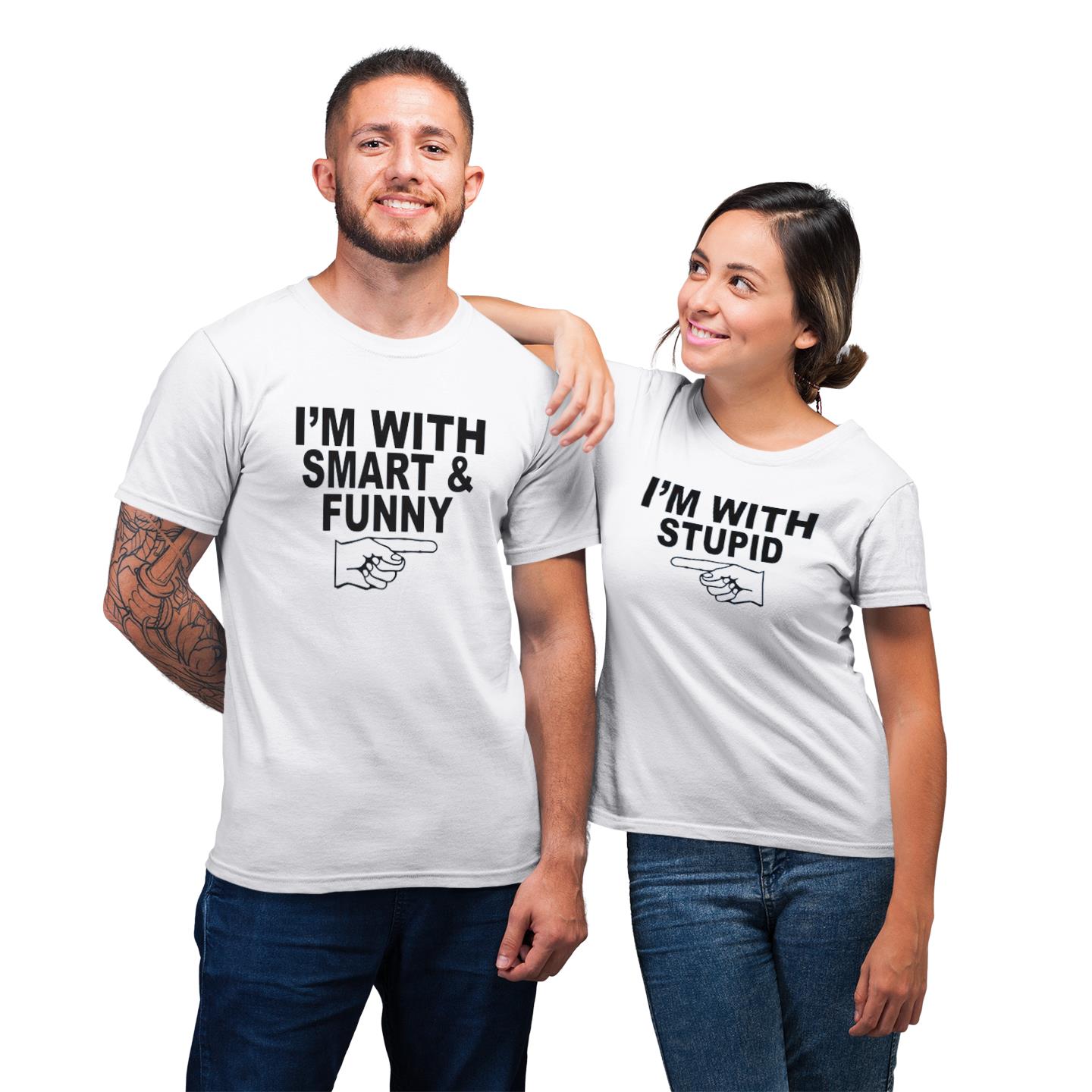 Funny Shirt For Couple I'm With Smart And Funny Stupid T-shirt funny shirts, gift shirts, Tshirt, Hoodie, Sweatshirt , Long Sleeve, Youth, Graphic Tee » Gifts for You - Mfamilygift