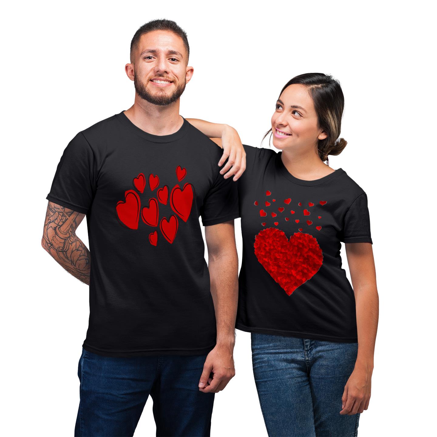Hearts Collection Him And Her Shirt For Couple Lover Matching T-shirt