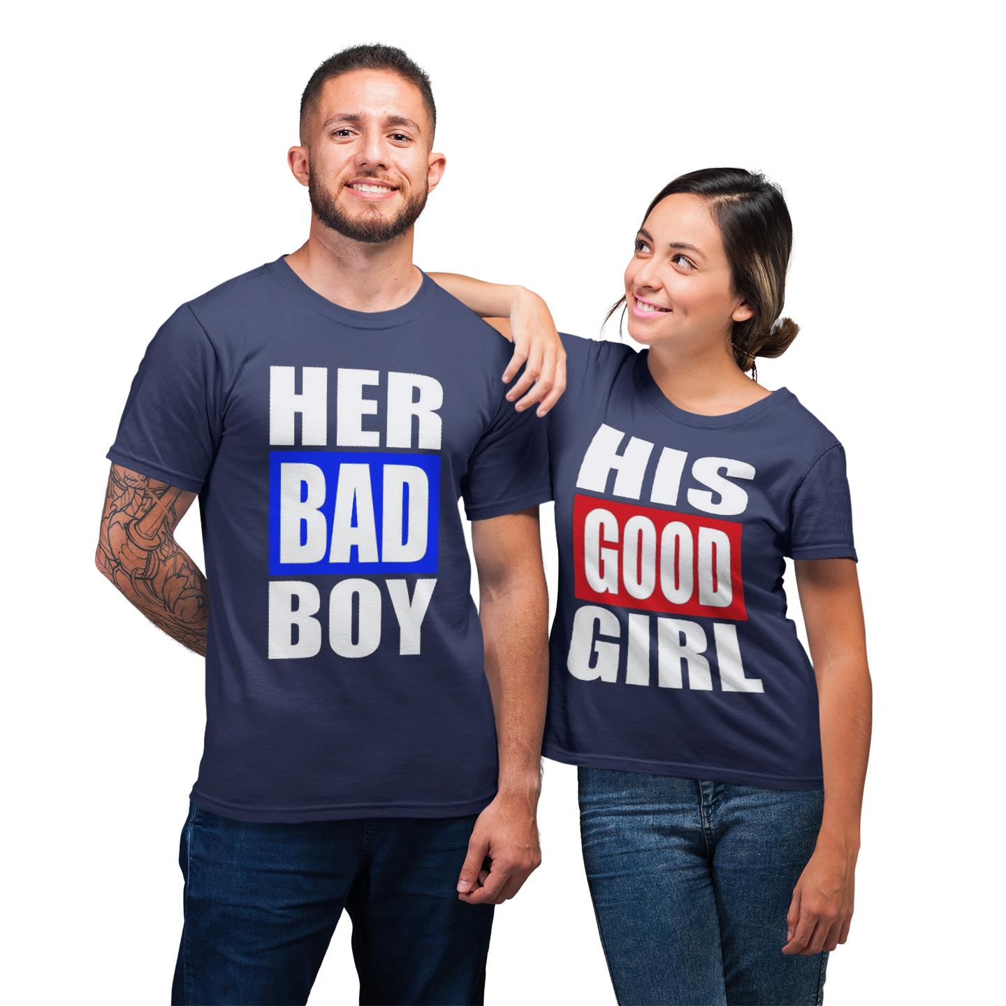 Her Bad Boy His Good Girl Funny Couples Shirt For Lover Matching T-shirt