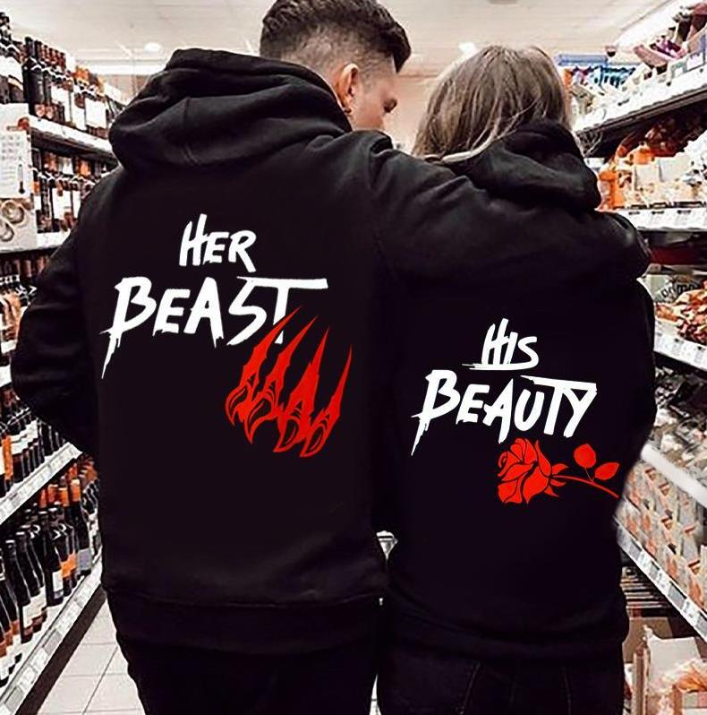 Her Beast & His Beauty Hoodie For Matching Couple
