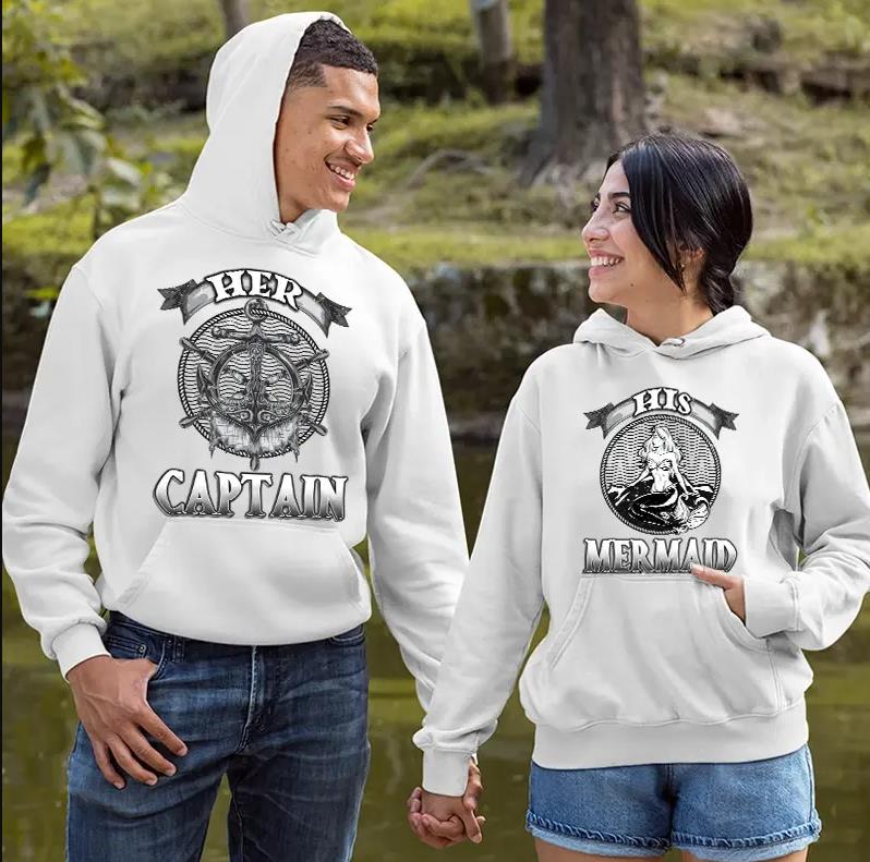 Her Captain & His Mermaid Hoodie Gifts For Matching Couples
