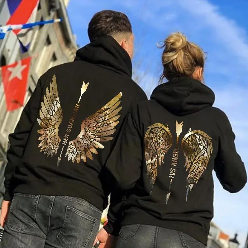 Her guardian & His Angel Hoodie Gifts For Matching Couples funny shirts ...