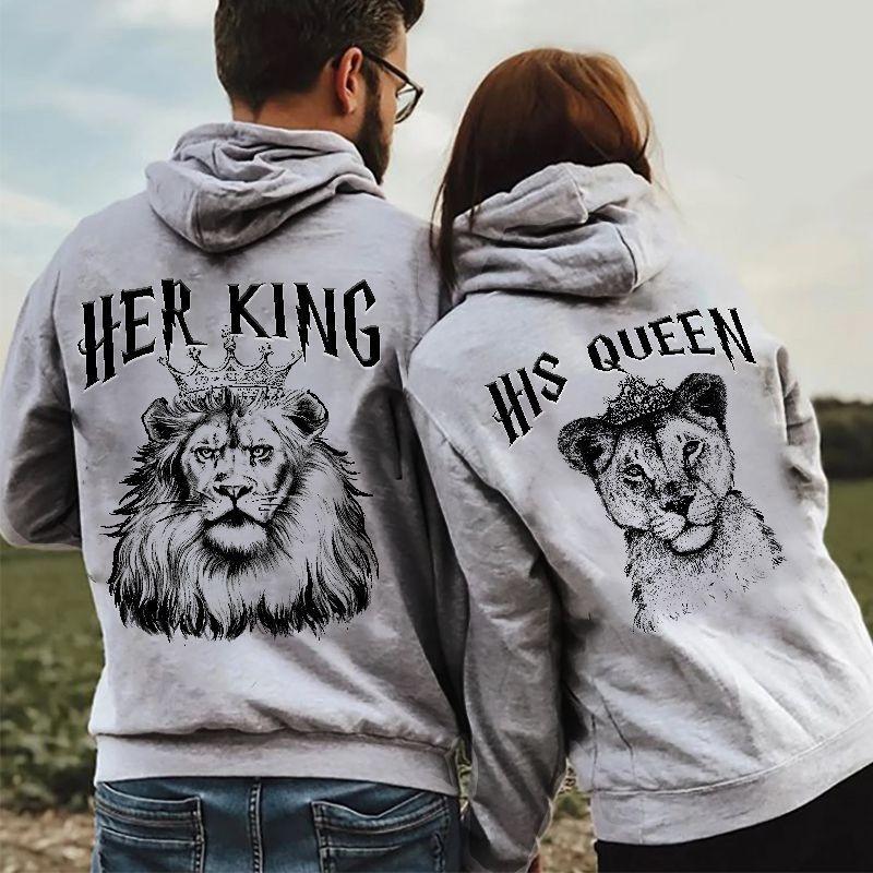 Her King His Queen Lion Hoodie Gifts For Couple Lover Matching