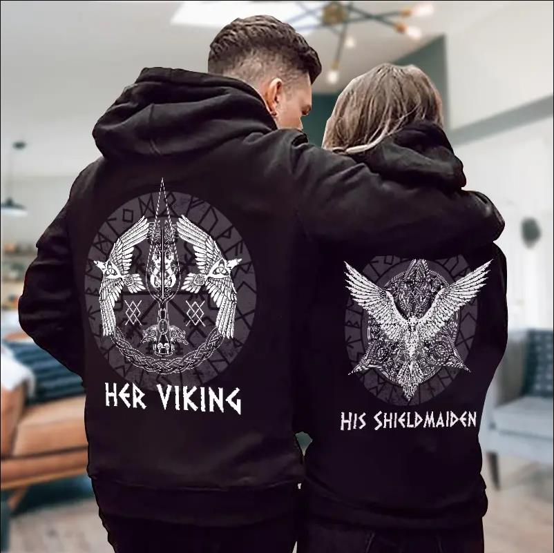 Her Viking His Shield Maiden Hoodie Gifts For Couple Lover Matching
