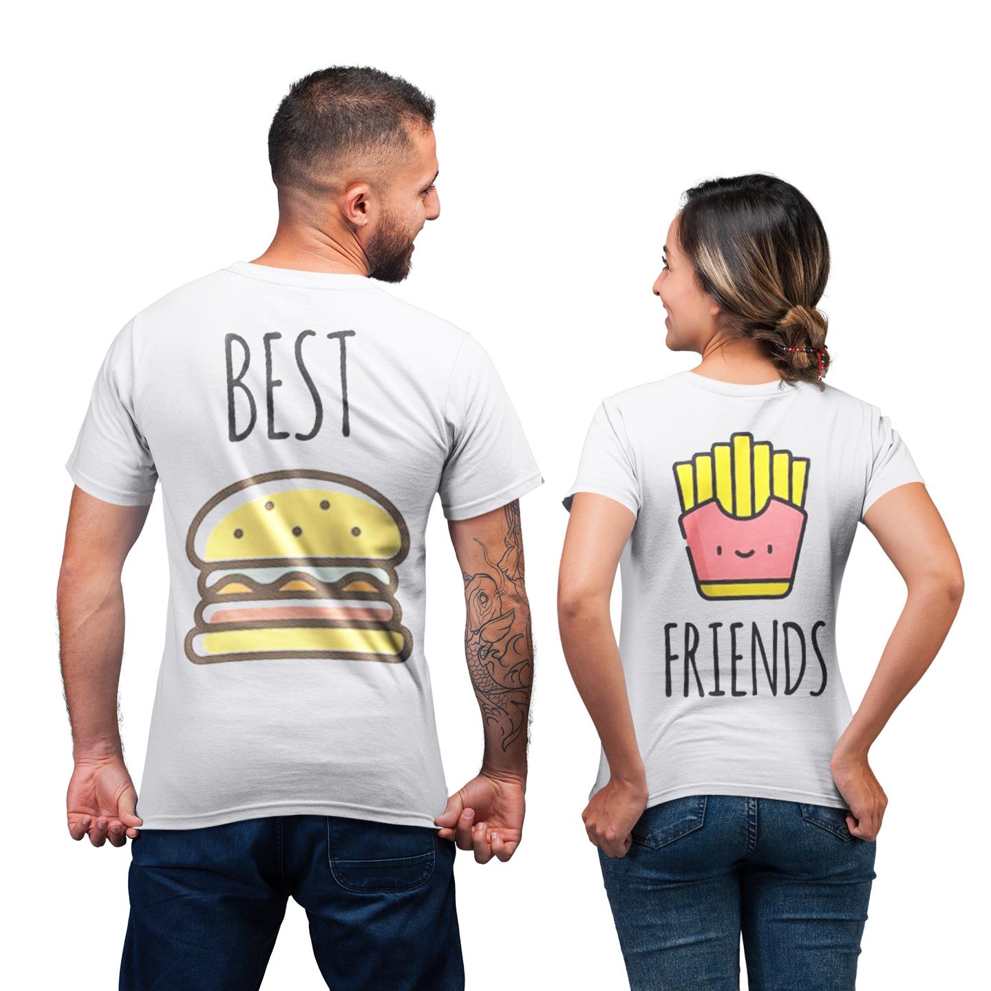 His Her Bestfriend Hamburger French Fries Combo Matching T-shirt