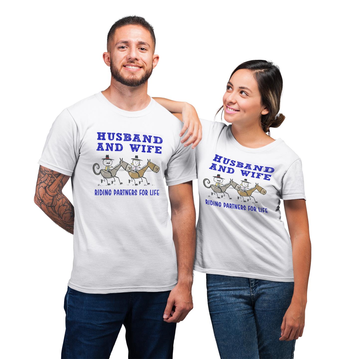 Husband And Wife Horse Riding Partners For Life Couple Matching Gift T-Shirt