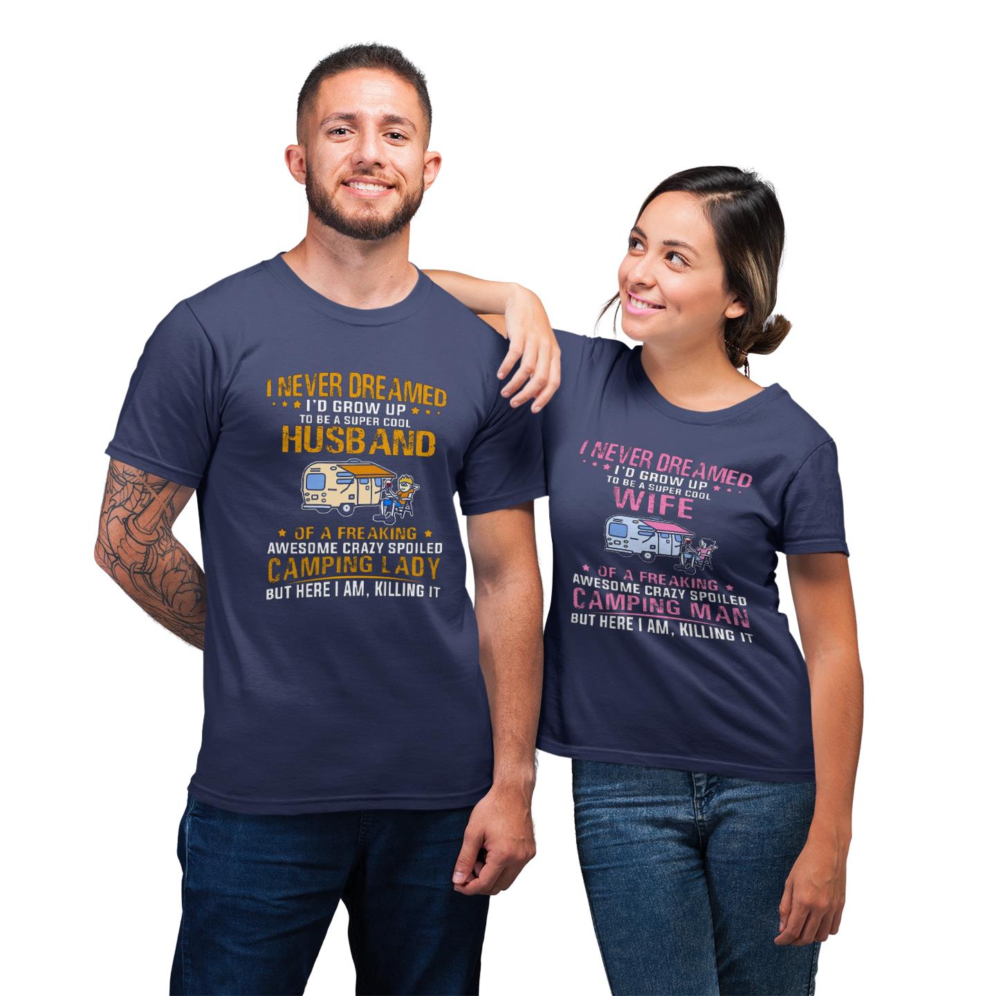Husband Of Camping Lady Wife Of Camping Man Matching For Couple T-shirt