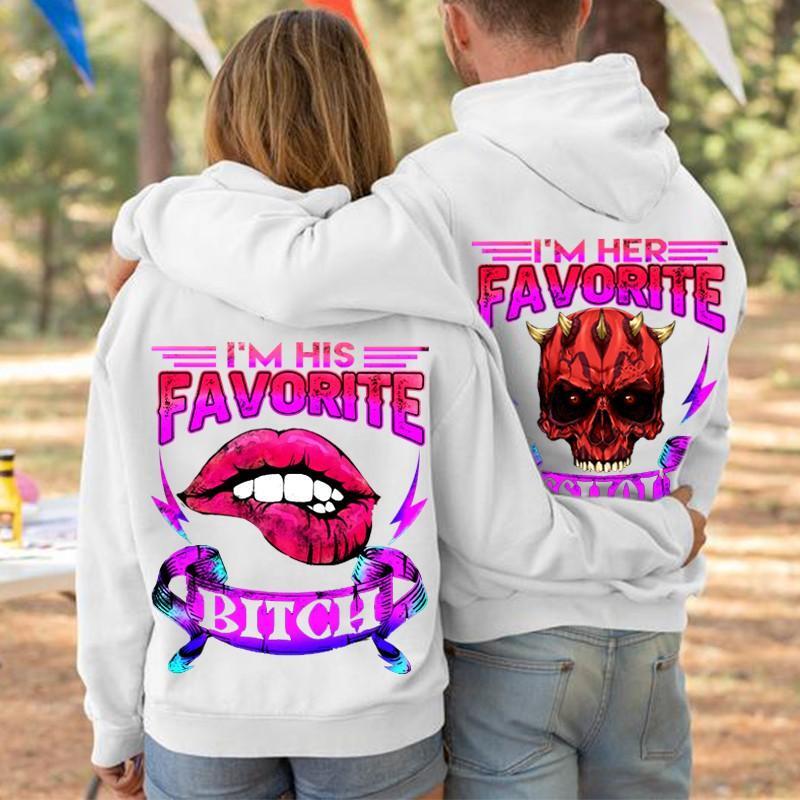 I Am Her Favorite Asshole/I Am His Favorite Bitch Skull&Lip Hoodie Gifts For Matching Couples