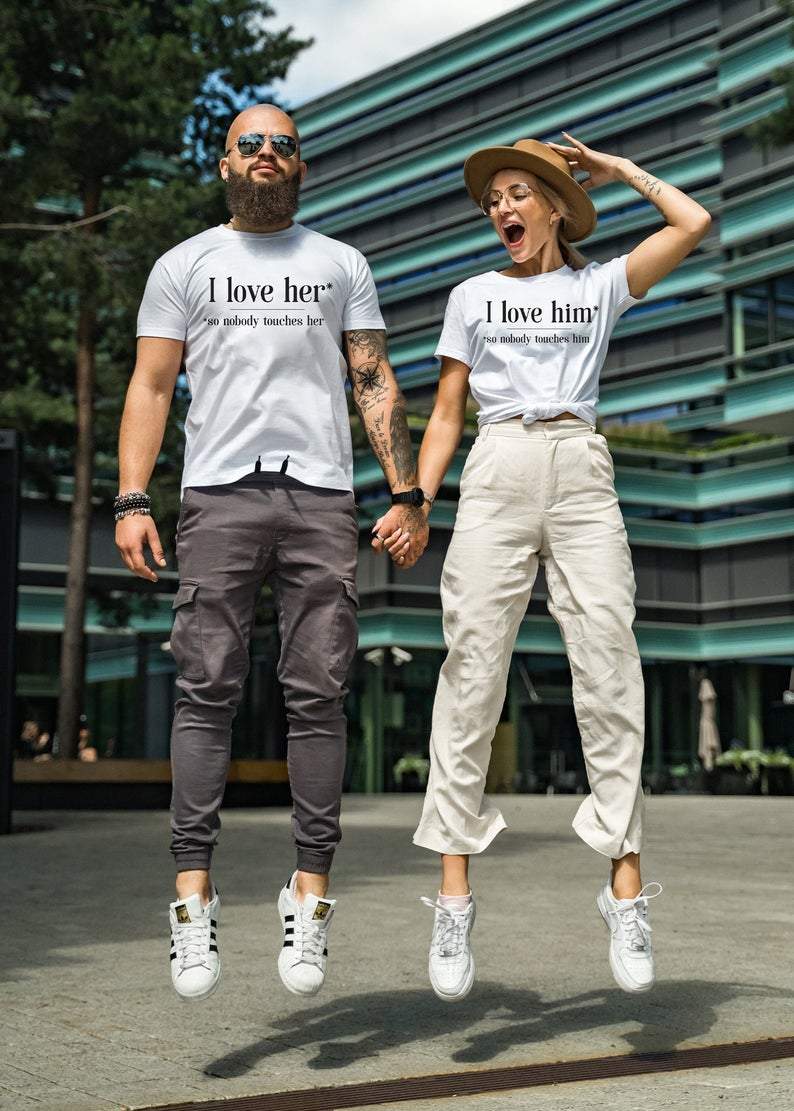 I Love Him And I Love Her Shirts For Lover Couple T-shirt