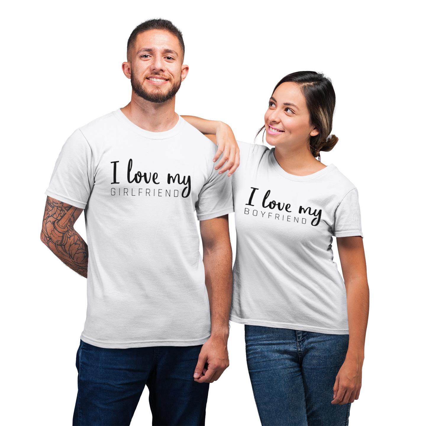 I Love My Boyfriend Girlfriend Shirt For Couple Lover Matching T-shirt