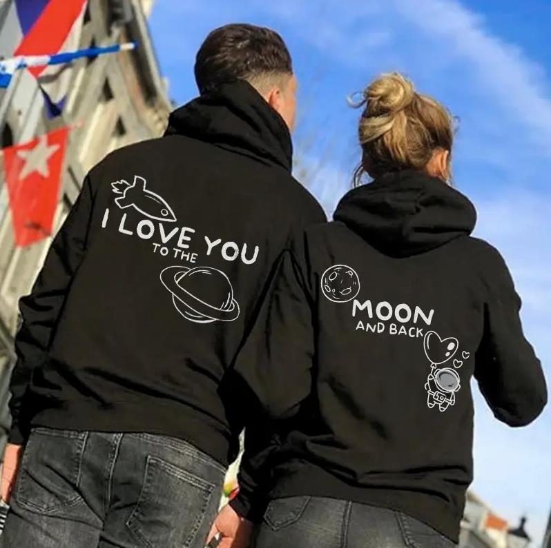I Love You To The Moon And Back Hoodie Gifts For Couple Lover Matching