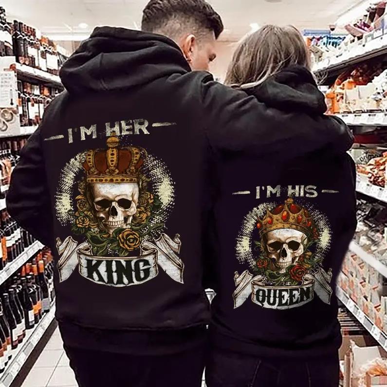 I?m Her King & I?m His Queen Hoodie Gifts For Couple Lover Matching