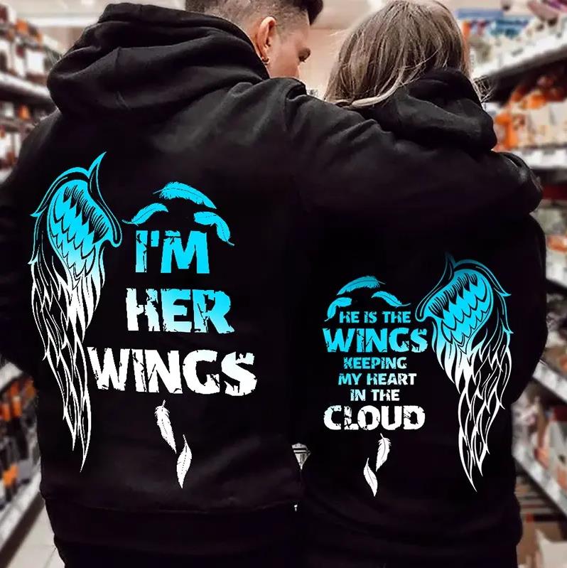 I?m Her Wings & He Is The Wings Keeping My Heart In The Cloud Hoodie Gifts For Matching Couples