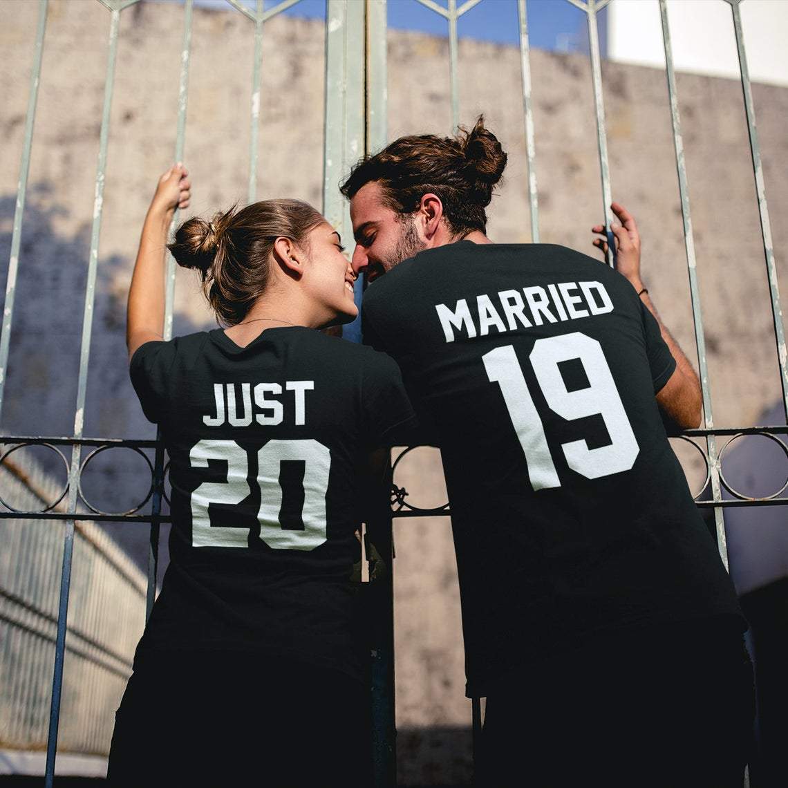 Just Married Custom Number For Couple Lover Matching T-shirt