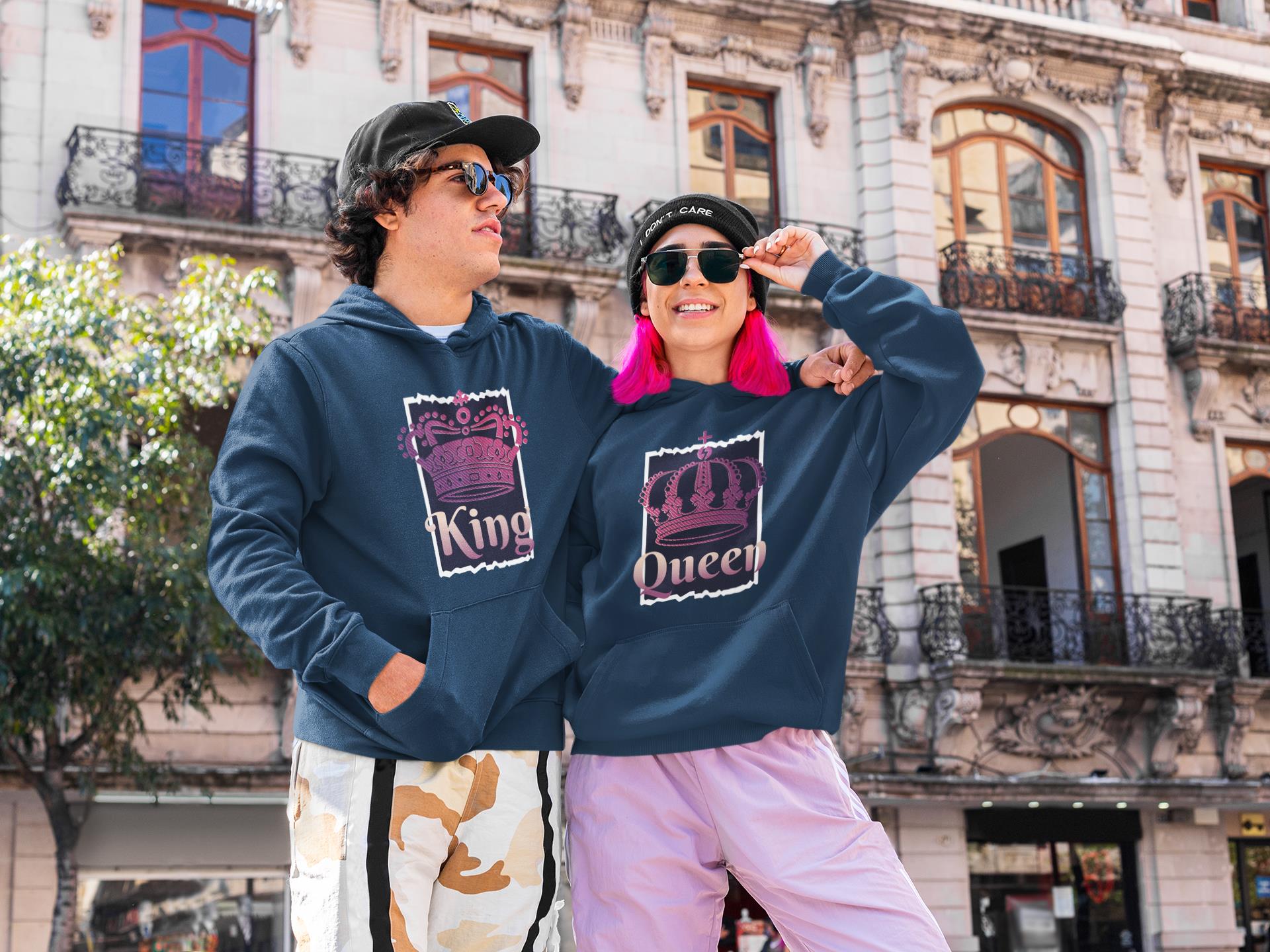 King And Queen Couples Hoodie For Marching Lover