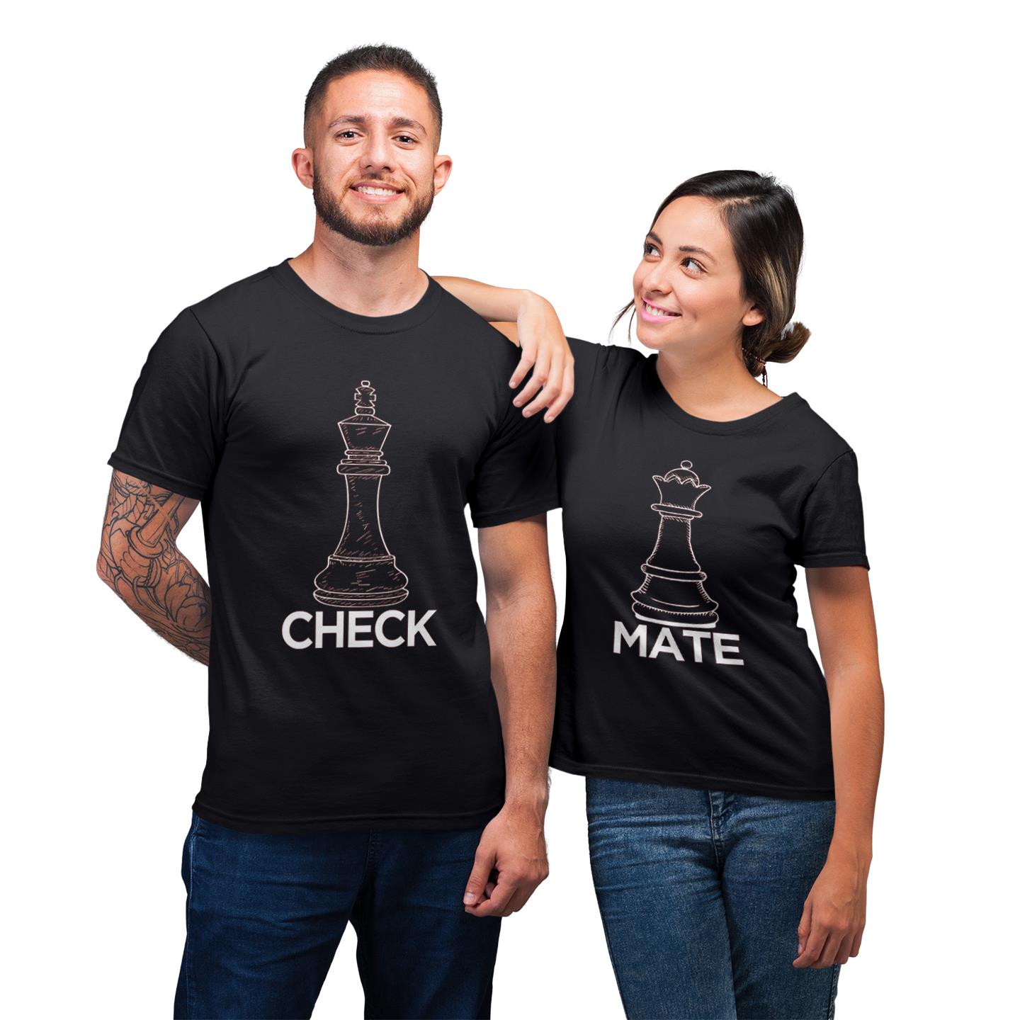 King And Queen Matching For Couple Check And Mate His And Hers Gift T- Shirt