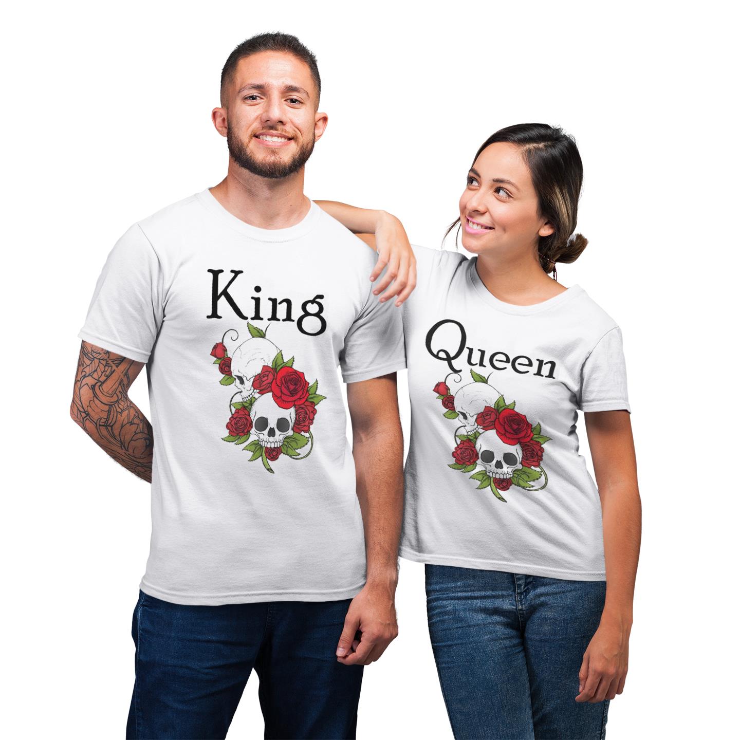 King And Queen Skulls  For Couples King Queen T-Shirts