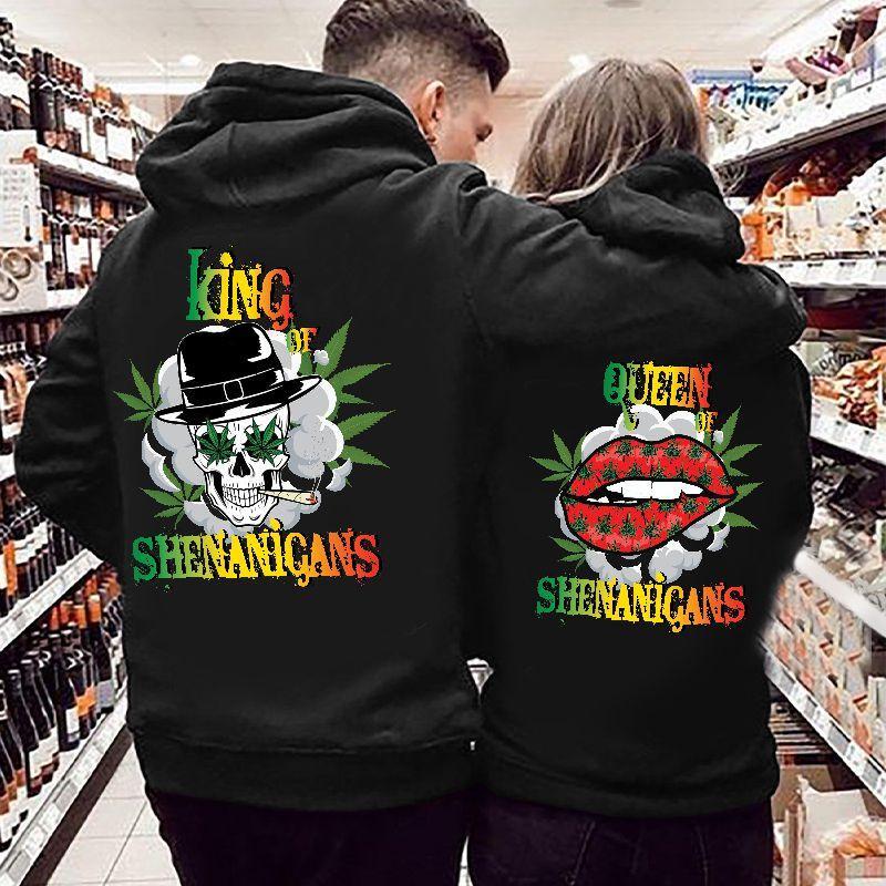 King of Shenanigans/Queen of Shenanigans Skull And Lip  Hoodie For Matching Couple