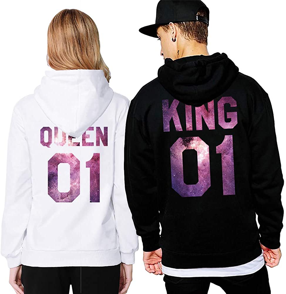 King Queen Couple Hoodies Gifts For Couple Lover Matching