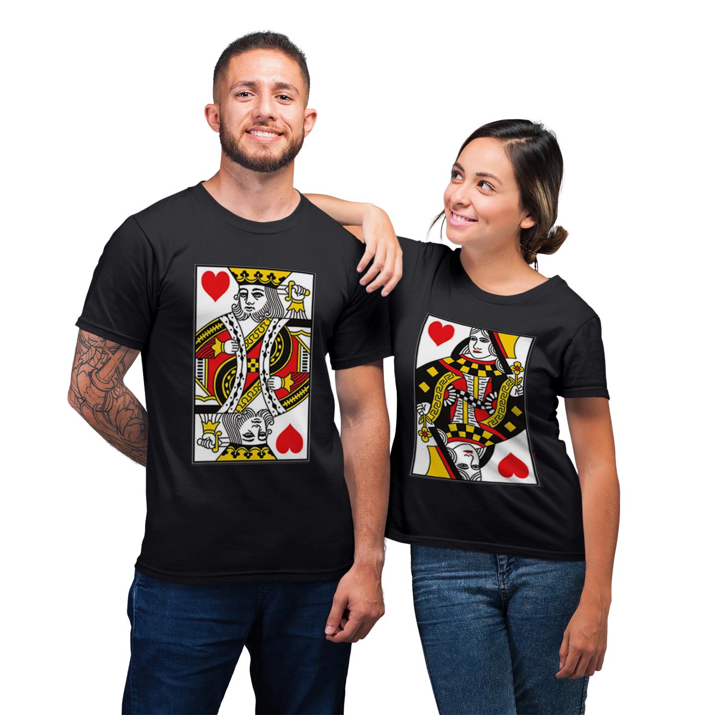King Queen Playing Poker Cards Funny Couple Matching Gift T- Shirt