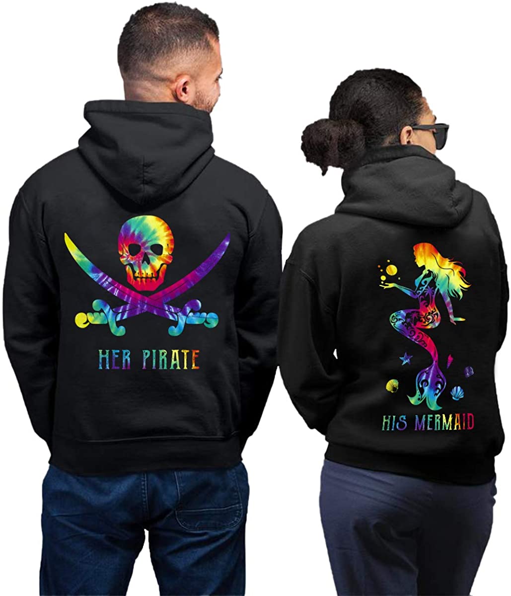 King Queen Skull His Mermaid Her Pirate Hoodies For Couples