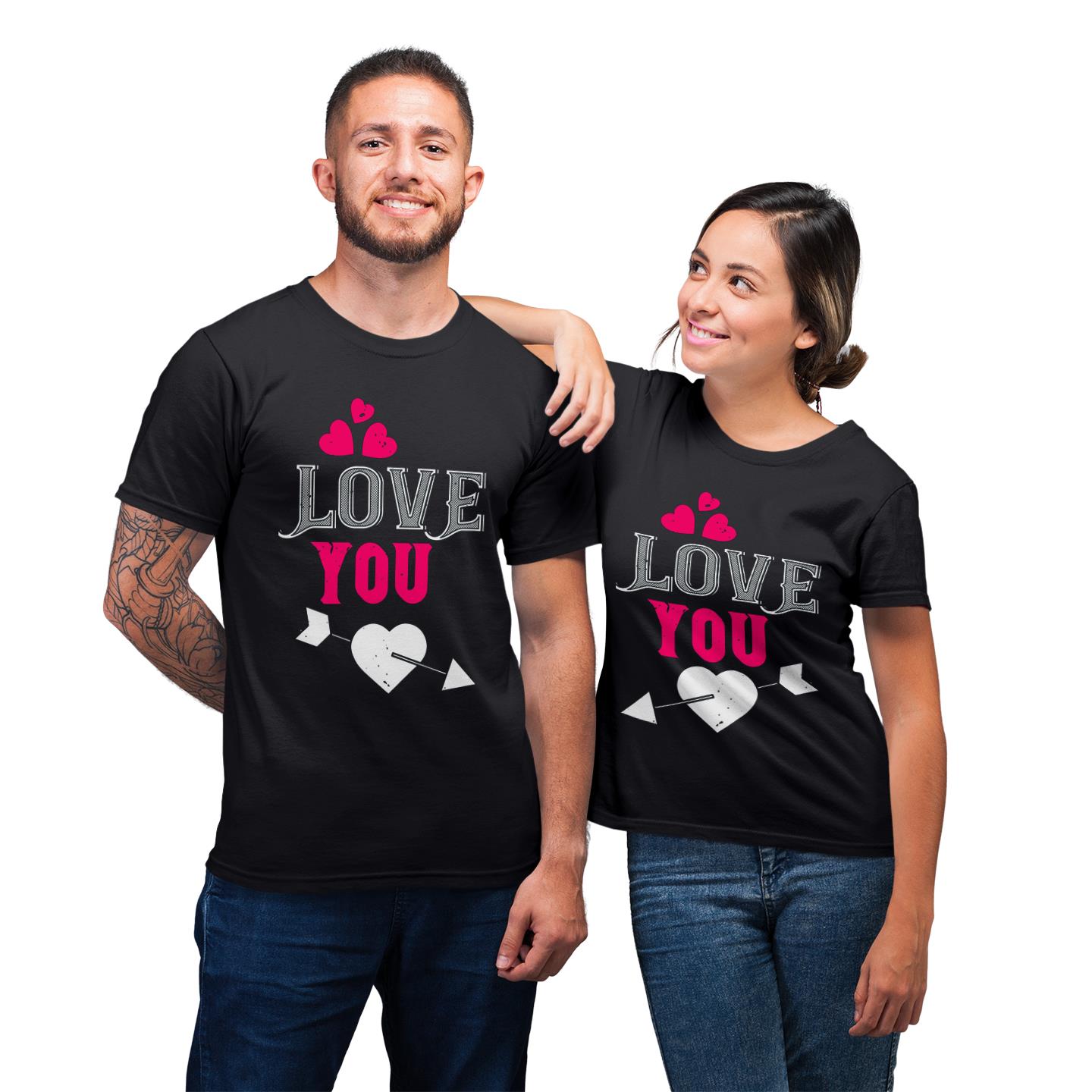 Love You Heart Cupid Arrow His And Her Shirt For Couples Lover Matching T-shirt