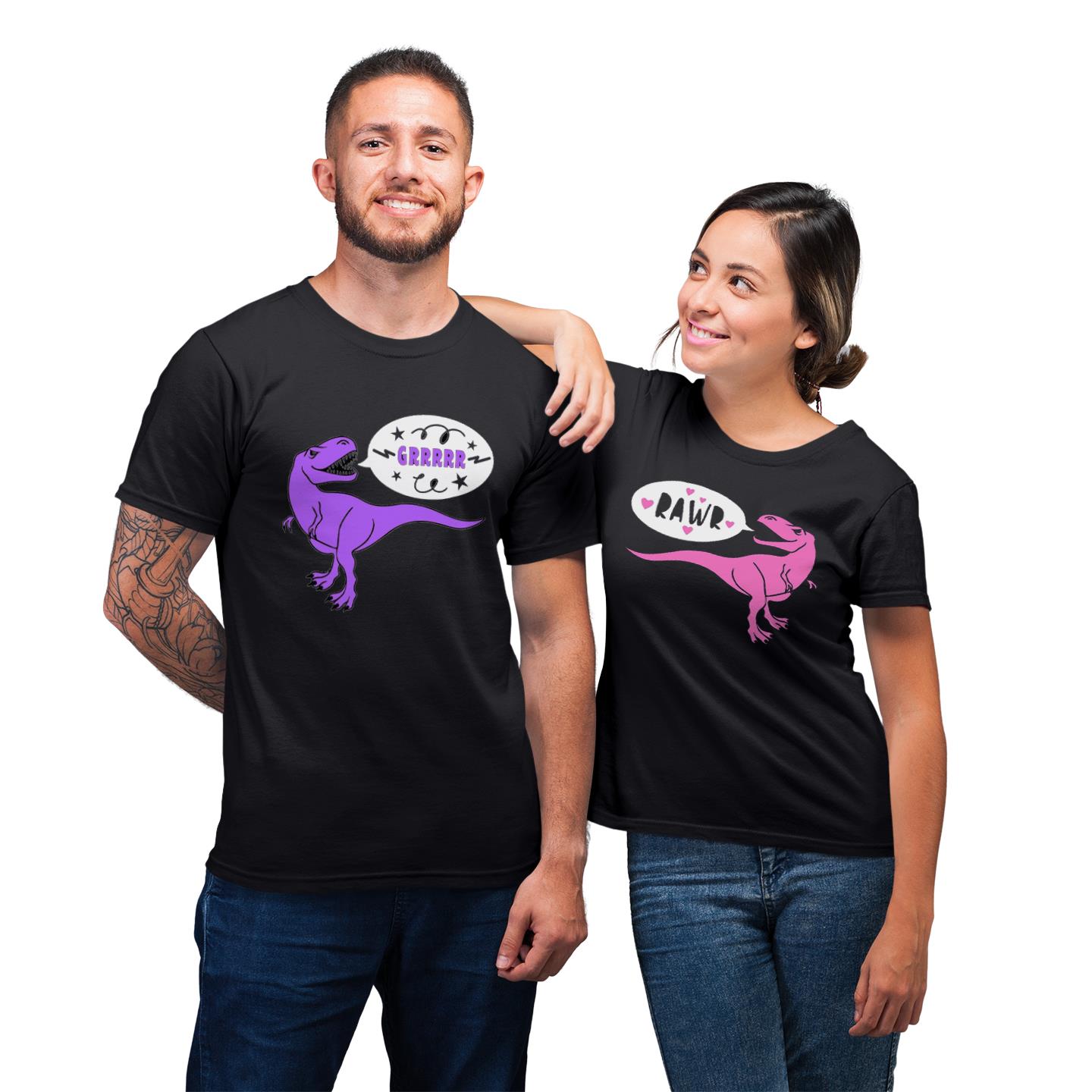 Lovely Dinosaur For Couple Love Matching T-Shirt