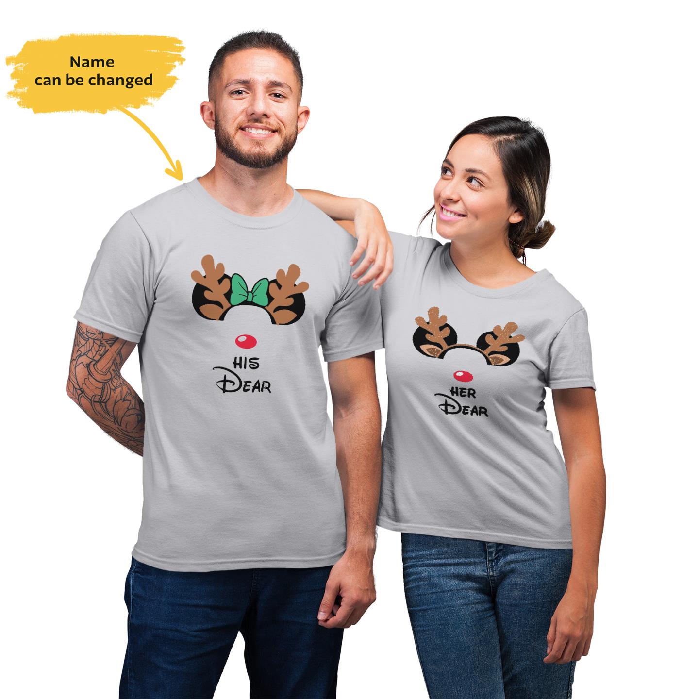 Lovely Reindeer Christmas For Matching Couple T-Shirt