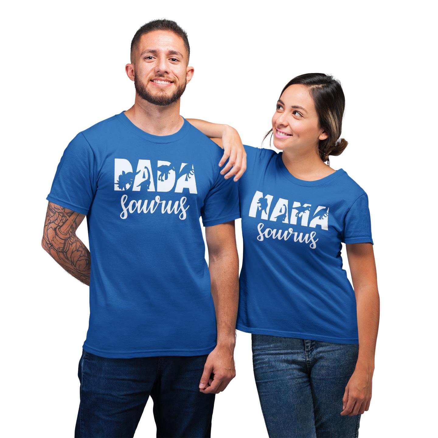 Mama And Dada Saurus Couple Matching Shirt For T-rex Lover Gift For Mother Father Gift T-shirt