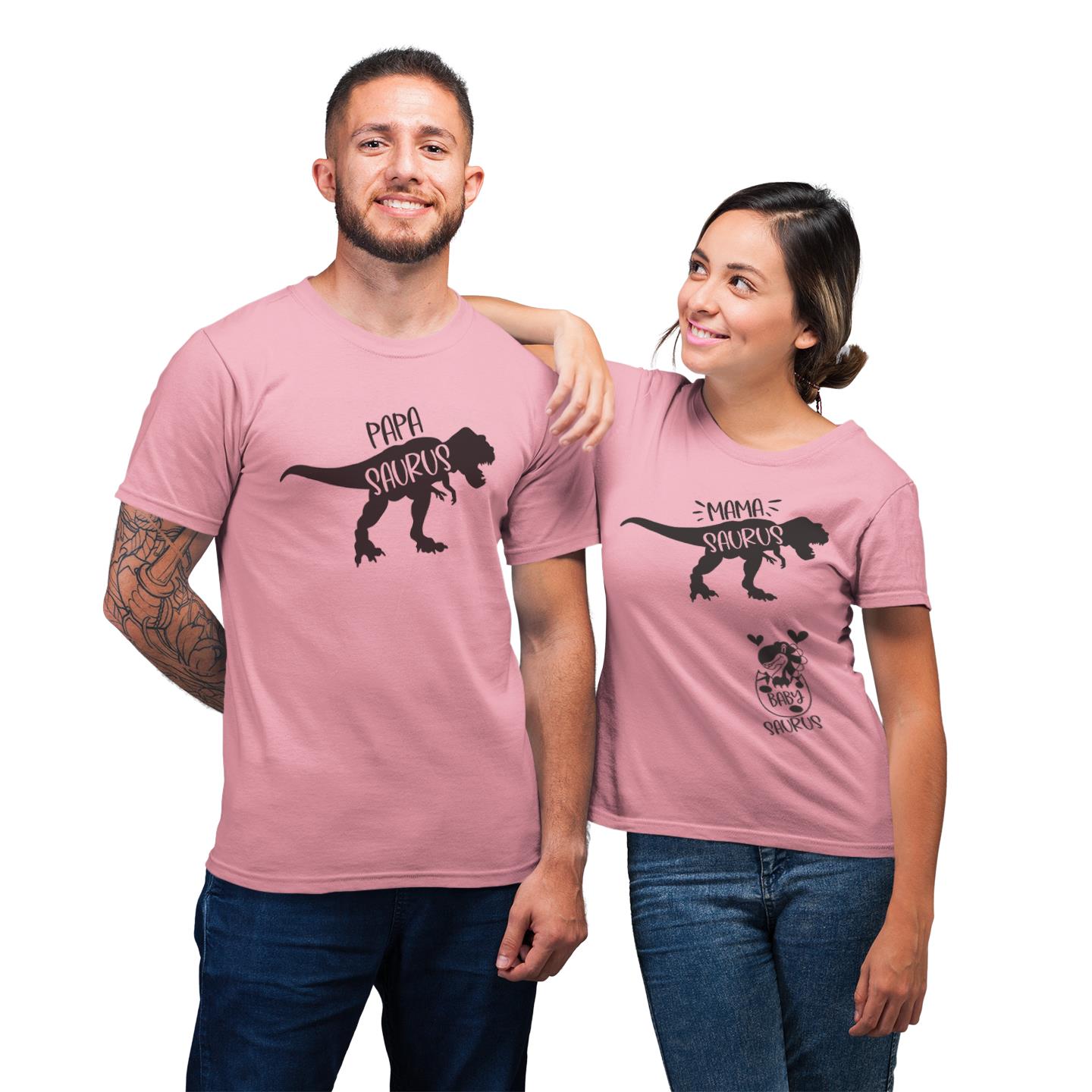 Matching Couple For Papa Saurus  Mama Saurus Baby Saurus Gift Pregnant New Dad Mom T-Shirt