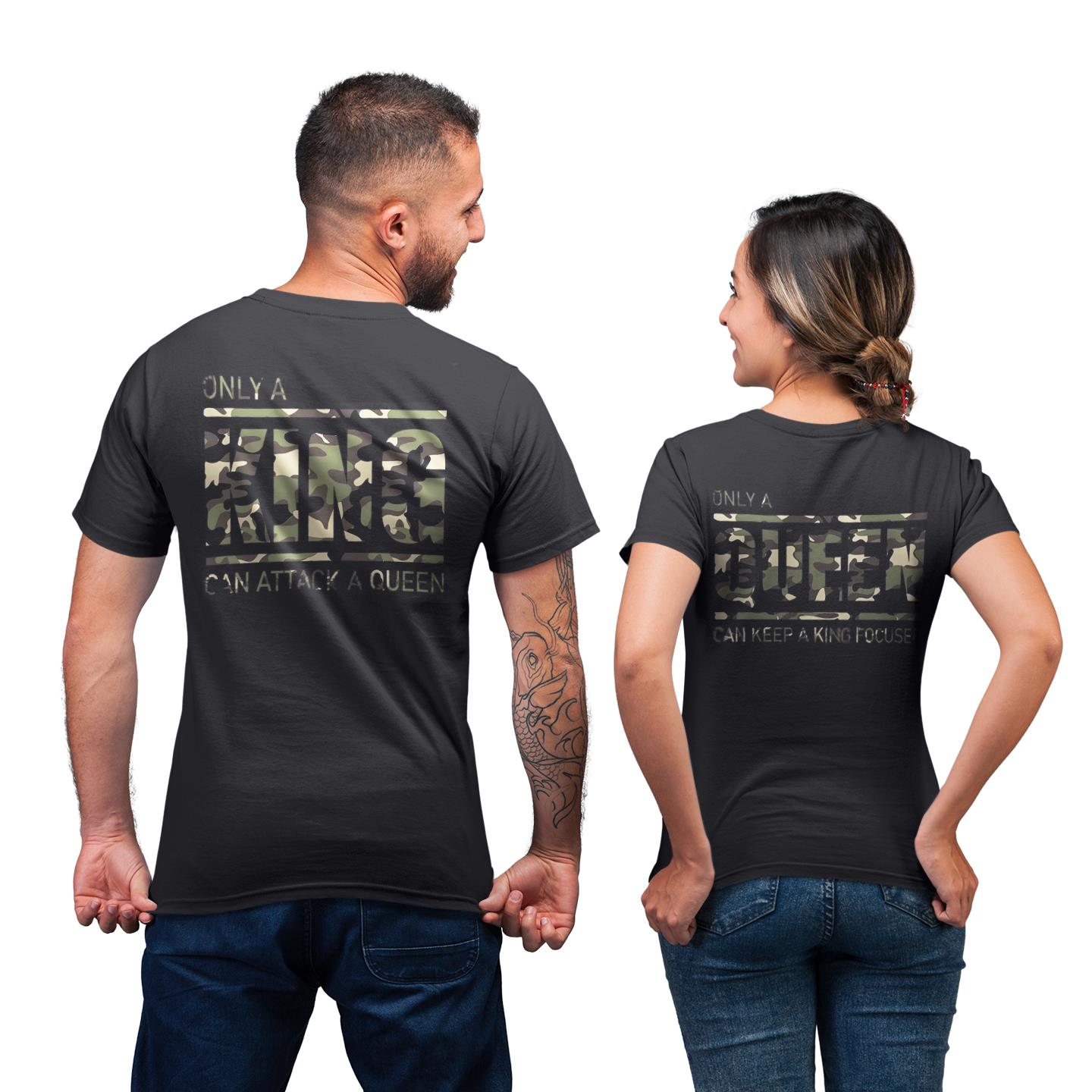 Matching Couple Loyal Camouflage Only King Can Protect Queen Gift T-shirt
