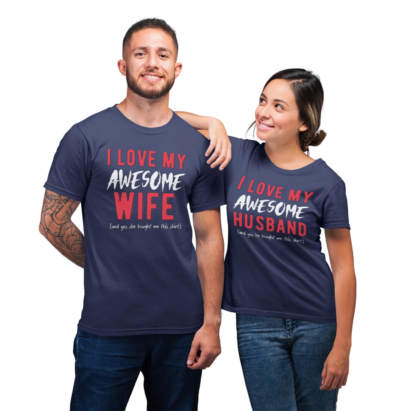 Matching For Couple I Love My Awesome Husband Wife Gift T-shirt
