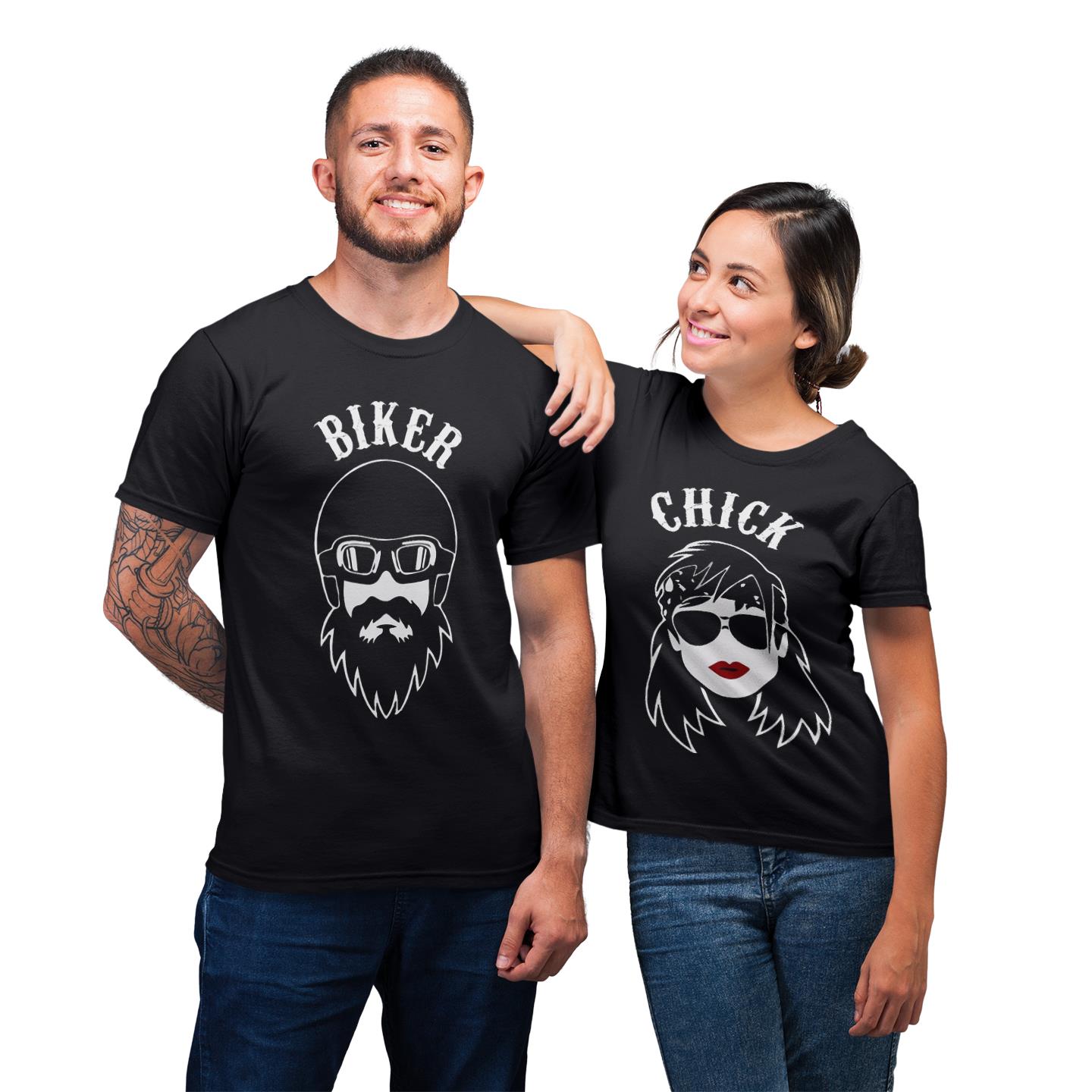 Matching For Motorycle Couple Chick & Biker Gift T-shirt