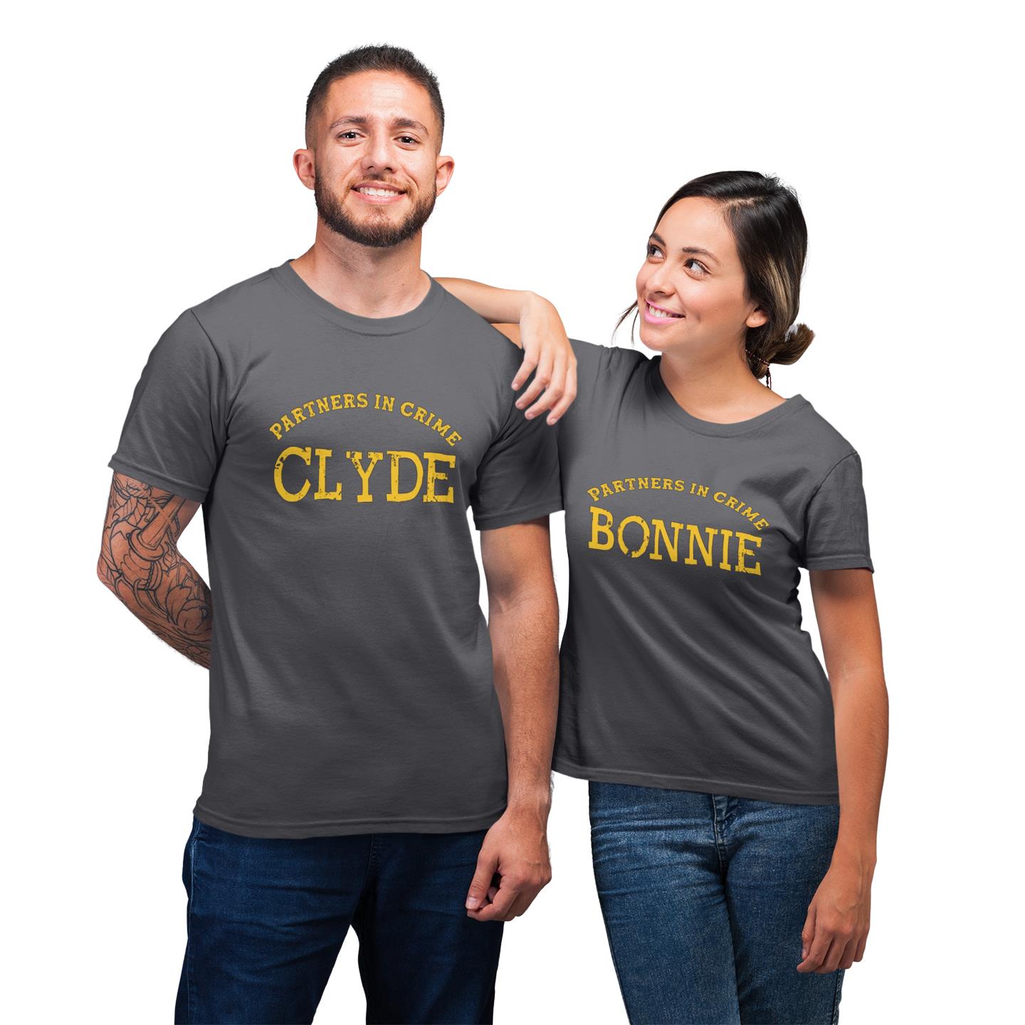 Matching Partner In Crime Ponnie Clyde Couple For His And Her For Husband And Wife GiftT- Shirt