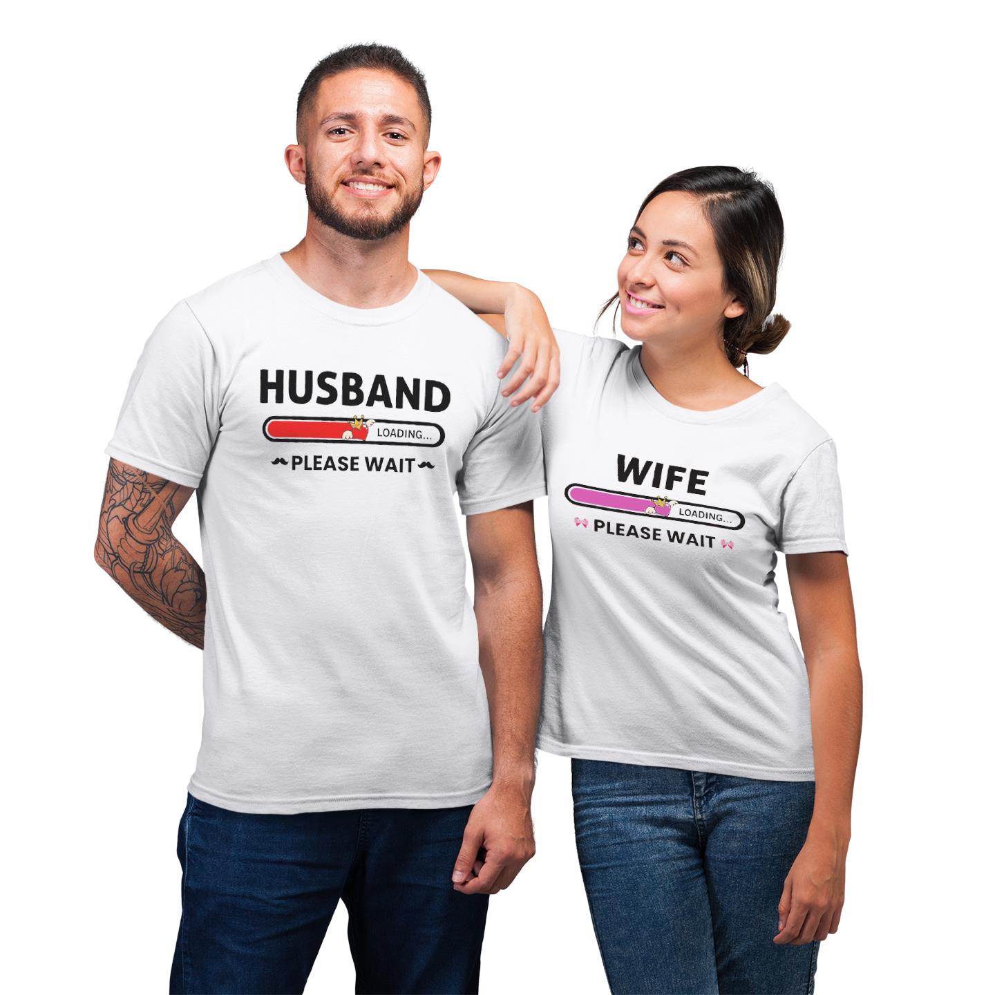 Matching Wife Loading Husband Loading For Pre Wedding Husband Wife Mr Mrs His And Hers Gift T-Shirt