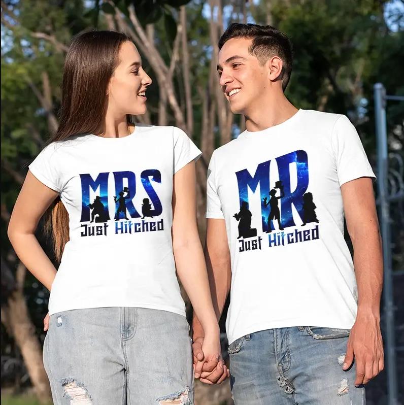 Mr Just Hitched & Mrs Just Hitched T- Shirts For Lover Couple T-shirt