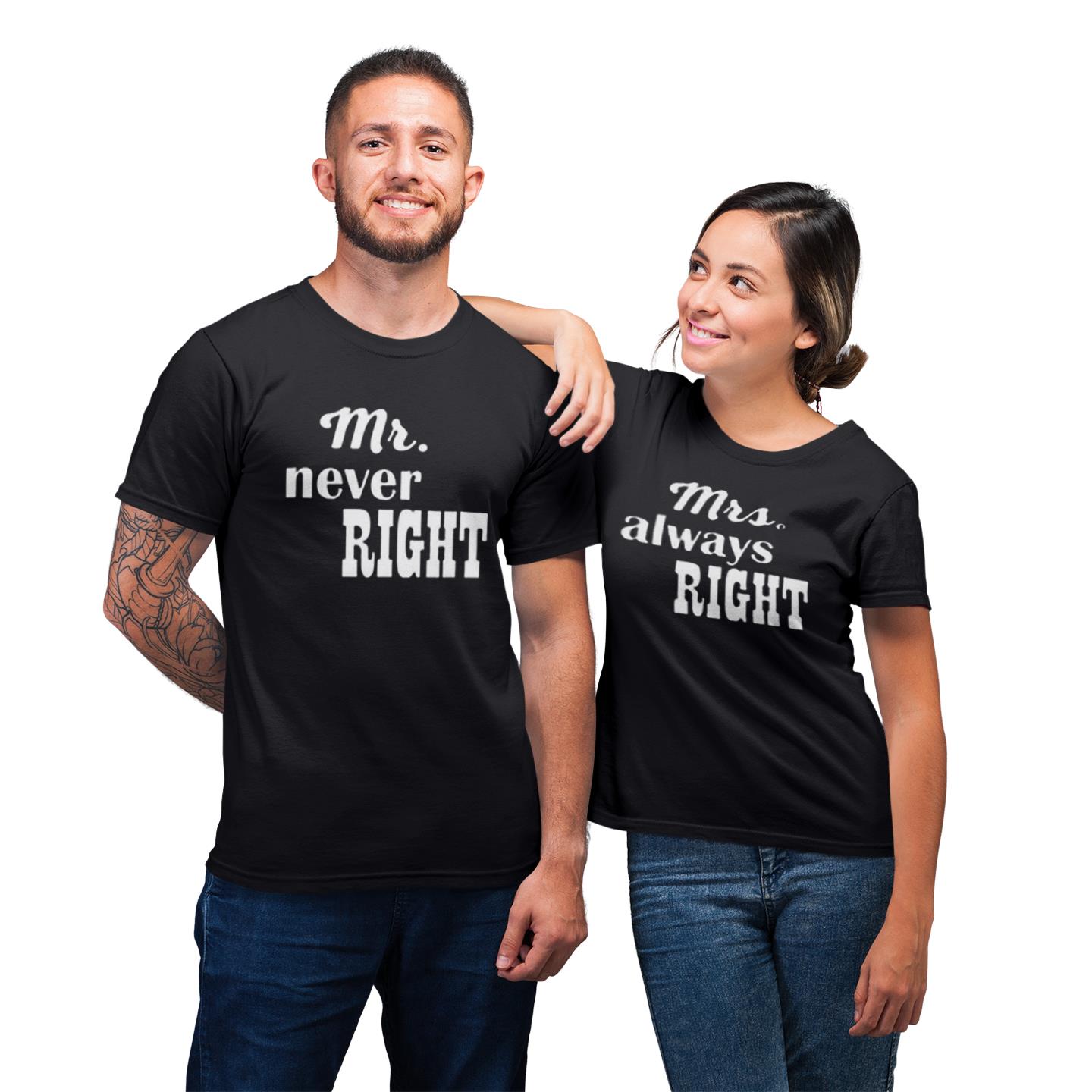 Mr Mrs Right Funny Shirt For Couple Matching His And Hers T-shirt
