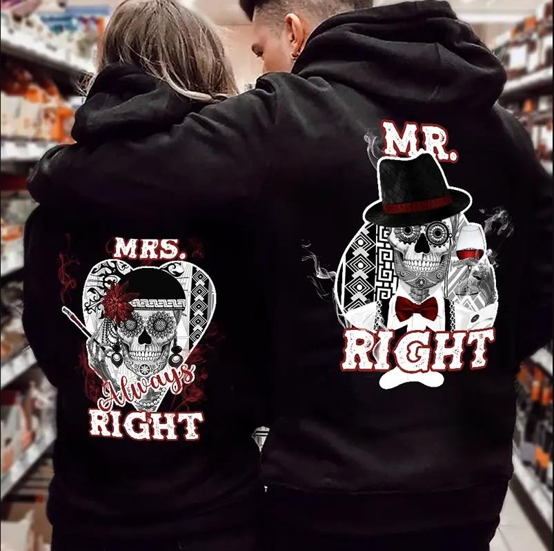 Mrs/Mr Always Right Hoodie Gifts For Couple Lover Matching