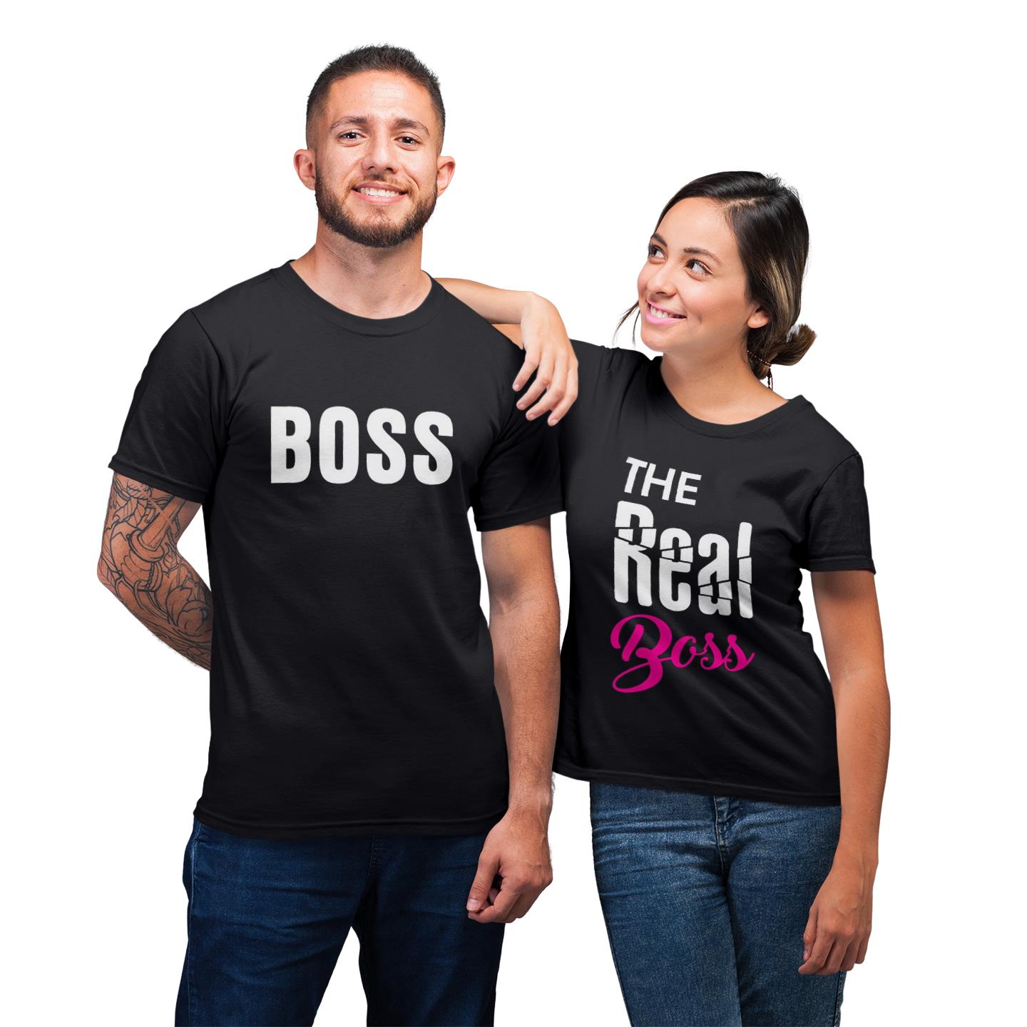 Ofc She?s The Real Boss Funny Shirt For Couple Lover Matching T-shirt