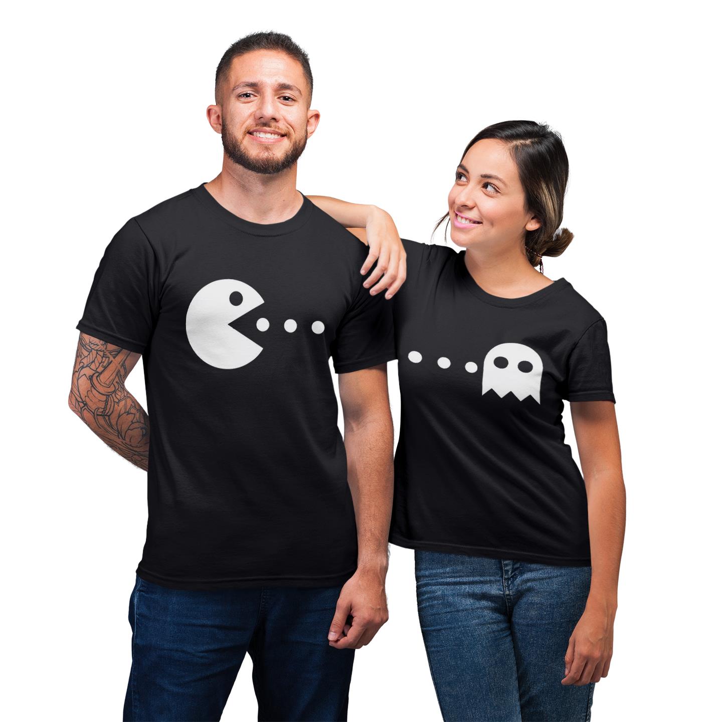 Pac Man Matching Couple Funny Gift T-Shirt